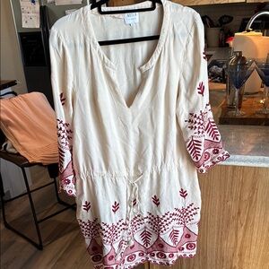 Misa Los Angeles Cream and Red Embroidered Tunic